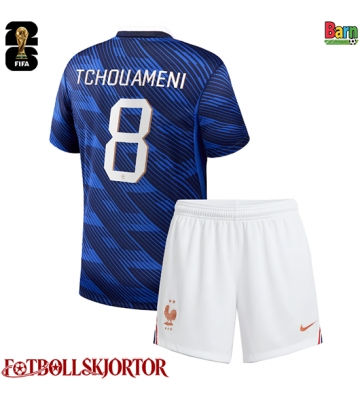 Frankrike Aurelien Tchouameni #8 Hemmakläder Barn VM 2026 Kortärmad (+ Korta byxor)